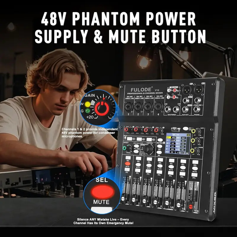 Fuluode 4/8-Channel Mixing Con - Audio Mixer 4 Channel review and price